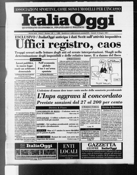 Italia oggi : quotidiano di economia finanza e politica